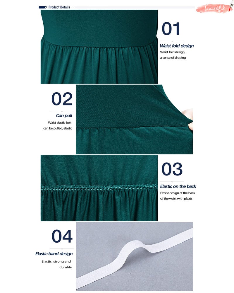 AUSELILY Women's Short Sleeve Loose Plain Casual Long Maxi Dresses for Women 2026 Dark Green L - Image 2